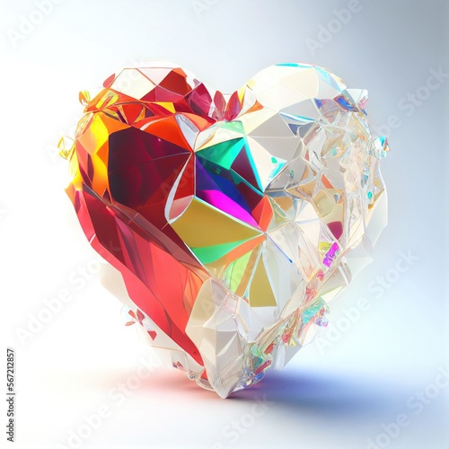 A colorful jewel encrusted heart for valentine's day or any loving romantic occasion created with Generative AI Technology. photo