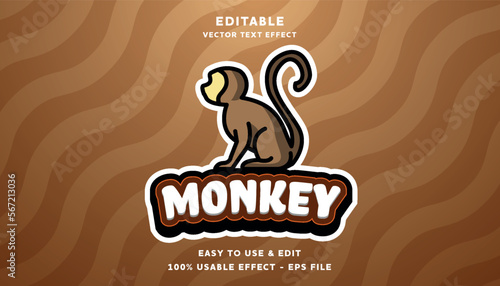 monkey editable text effect logo with modern style	

