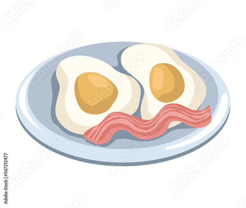 eggs fried and bacon
