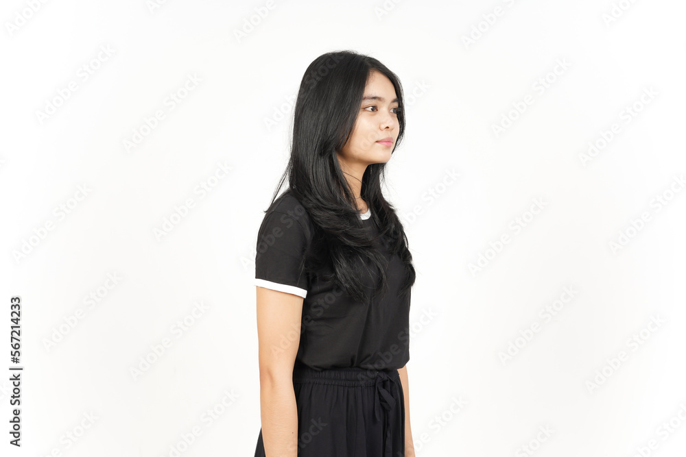 Smile and Side View Standing Of Beautiful Asian Woman Isolated On White Background Smile and Side View Standing Of Beautiful Asian Woman Isolated On White Background