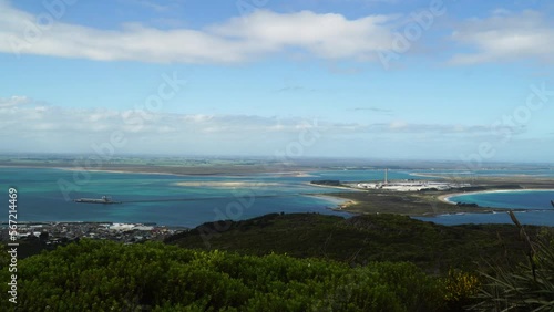 Wallpaper Mural Panorama Of Tiwai Point And Awarua Bay And Blue Ocean From Bluff Hill In Bluff, New Zealand. - wide Torontodigital.ca