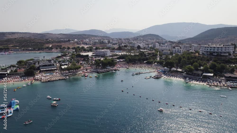 Aerial view of Touristic Summer destination, Waterfront resort in Ksamil, Albania Aerial view of Touristic Summer destination, Waterfront resort in Ksamil, Albania