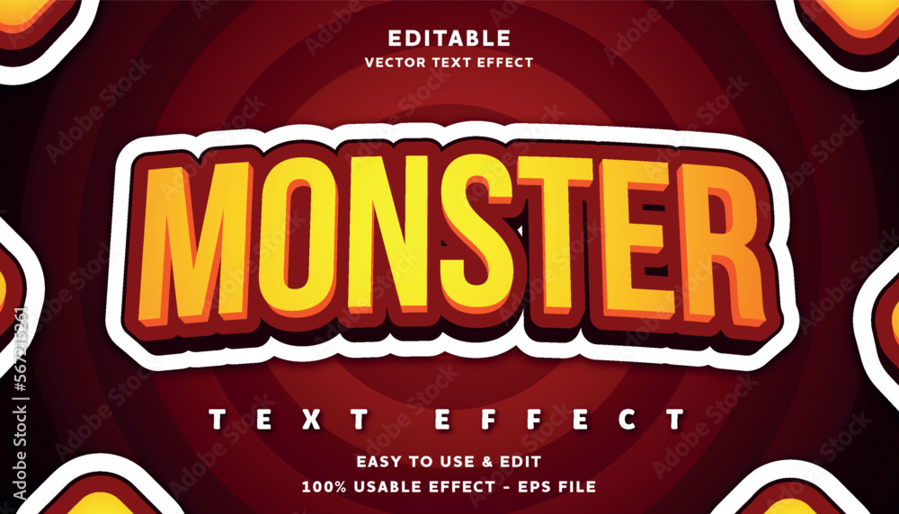 monster editable text effect with modern and simple style, usable for logo or campaign title