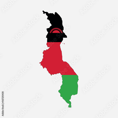 Malawi map and flag national emblem graphic element Illustration template design
