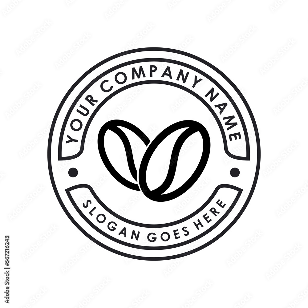 Coffee seeds stamp icon logo design template vector