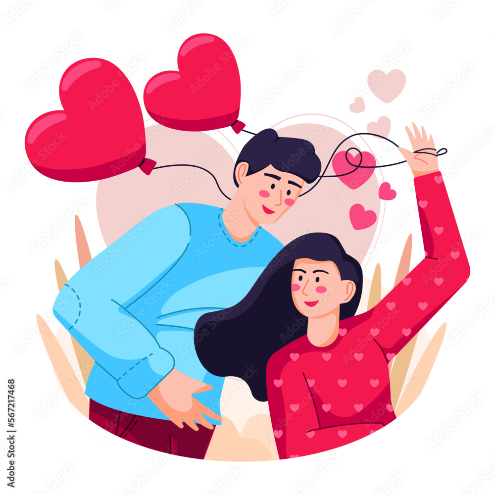 Obraz premium Valentine Couple Illustration