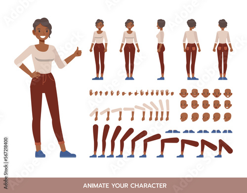 Working woman wear cream shirt color character vector design. Create your own pose.