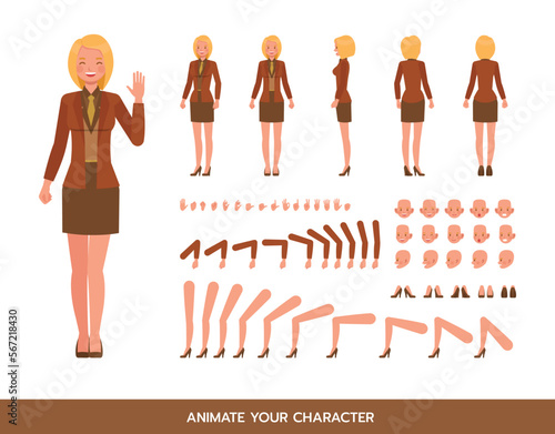 Working woman wear orange suit color character vector design. Create your own pose.