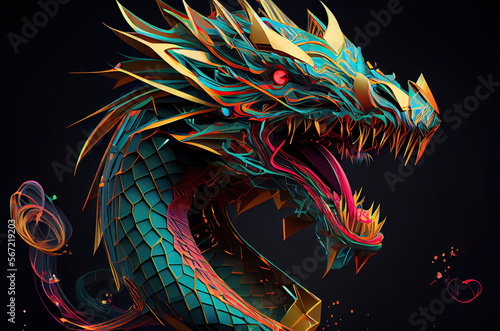 illustration of the colorful dragon