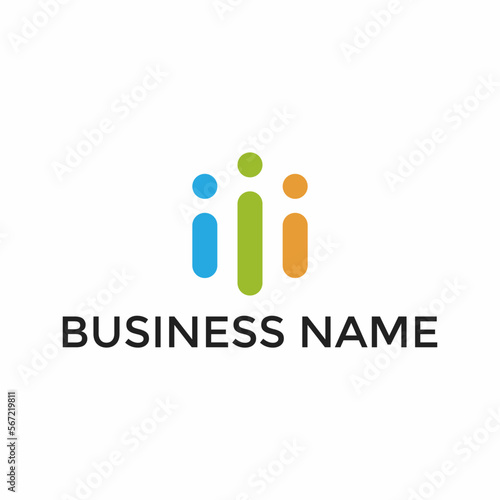 Business people line logo. Abstract group icon. Together concept. Workteam linear modern symbol. Networking sign. Friendship vector minimal illustration