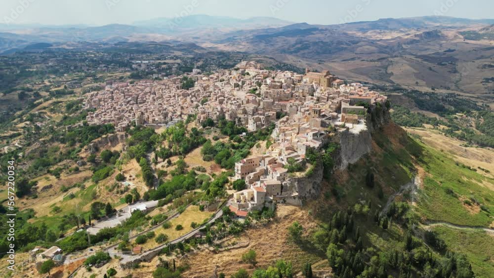 Calascibetta Village on Top of a Hill In Enna, Sicily, Italy - Aerial 4k Calascibetta Village on Top of a Hill In Enna, Sicily, Italy - Aerial 4k