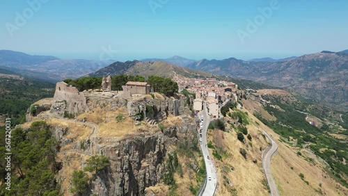 Mountain Village Geraci Siculo in Sicily, Italy - Aerial 4k photo