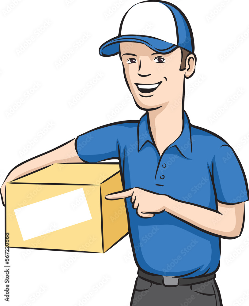 delivery man smiling with box - PNG image with transparent background delivery man smiling with box - PNG image with transparent background