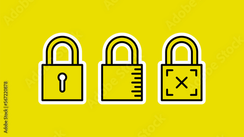 Set of padlock or lock icon vector. Safe and security symbol.