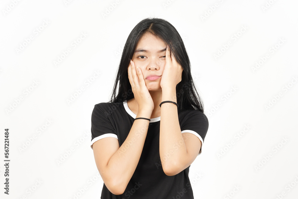 Boring gesture Of Beautiful Asian Woman Isolated On White Background Boring gesture Of Beautiful Asian Woman Isolated On White Background