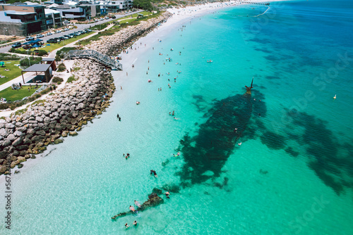 Aerial view of Coogee Beach and the Omeo Shipwreck in Coogee, Western Australia photo