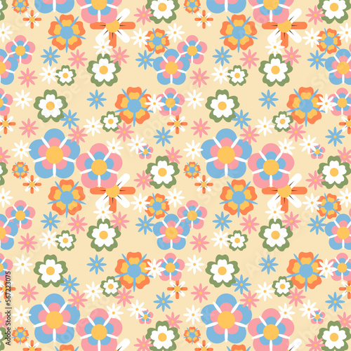 retro vector background with flowers for social media posts, banners, etc.