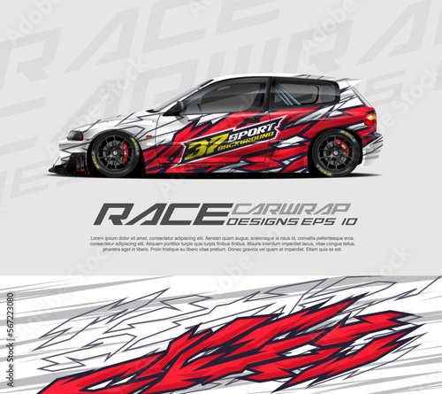 Sport car wrap graphic abstract stripe racing background kit designs. eps 10