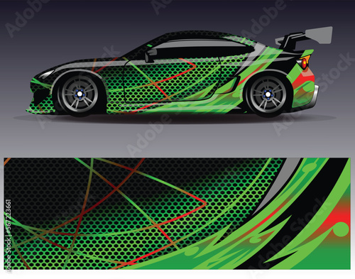 Car wrap design concept. Abstract racing background for wrapping vehicles race cars cargo van pickup trucks and racing livery