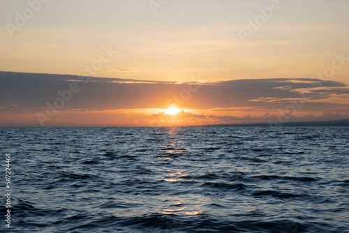 Dramatic sunrise over the sea at Bali Island. Copy space image.