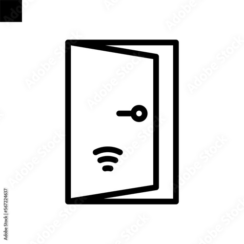 smart door icon line style vector