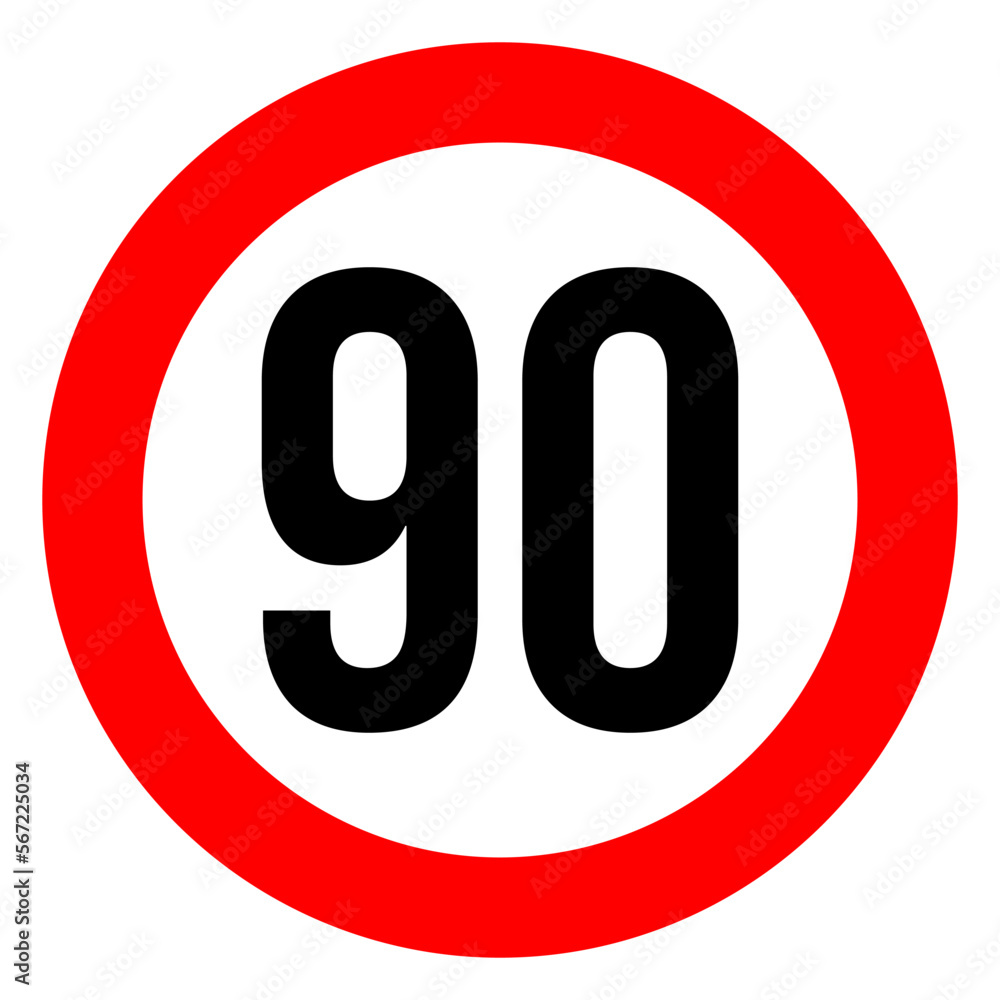 speed limit road sign of 90 kilometres per hour speed limit road sign of 90 kilometres per hour