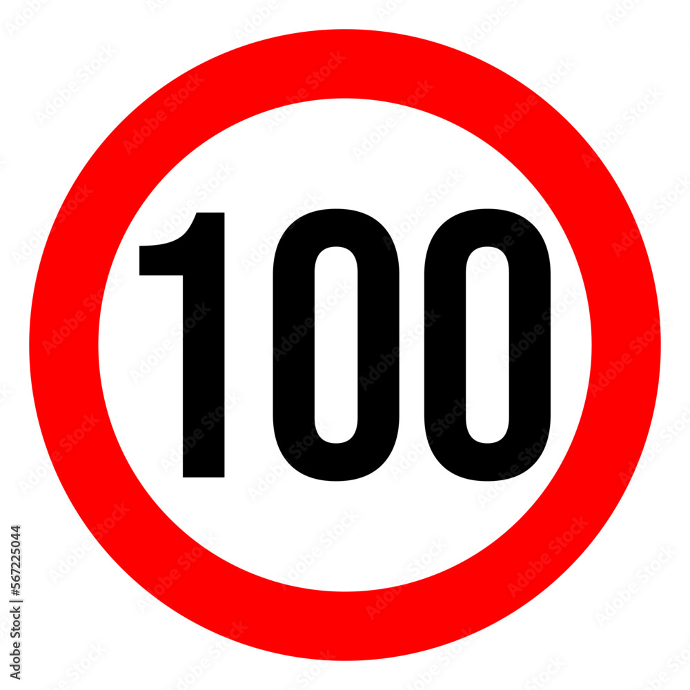 speed limit road sign of 100 kilometres per hour speed limit road sign of 100 kilometres per hour