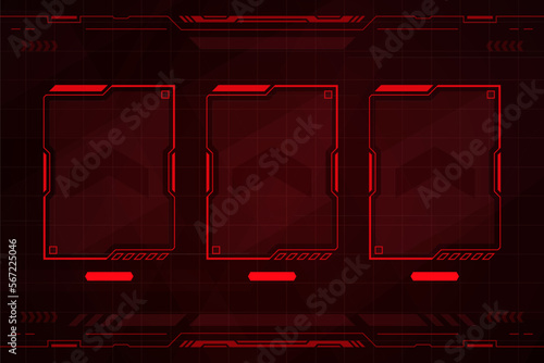 red abstract technology geometric  hud frame design for digital business.