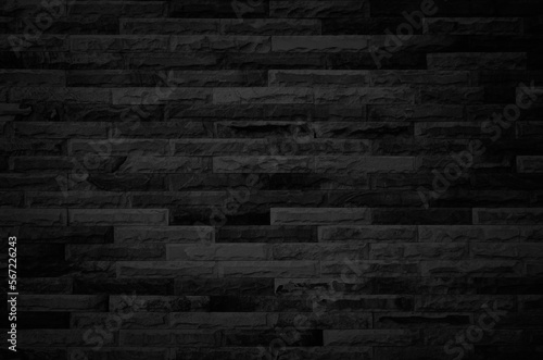 Abstract dark brick wall texture background pattern, Wall brick surface texture. Brickwork painted of black color interior old clean concrete grid uneven