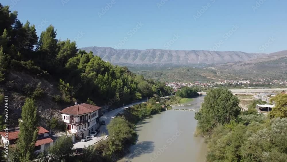 Traditional Albanian house next to a river in a mountainous area Traditional Albanian house next to a river in a mountainous area