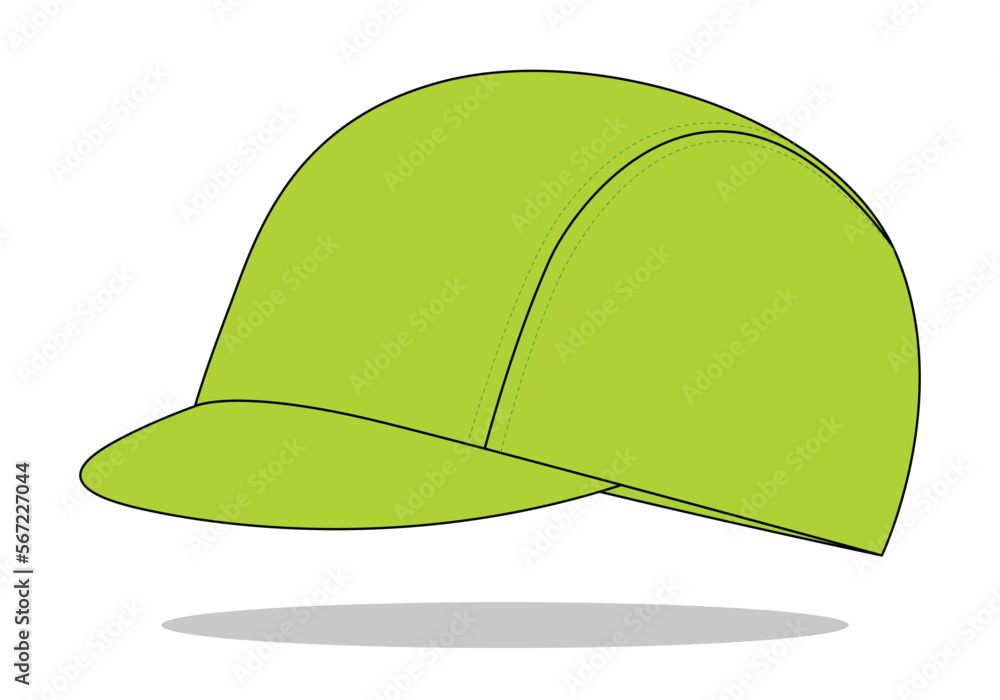 Blank Green 3 Panel Cap Template On White Background, Vector File Blank Green 3 Panel Cap Template On White Background, Vector File