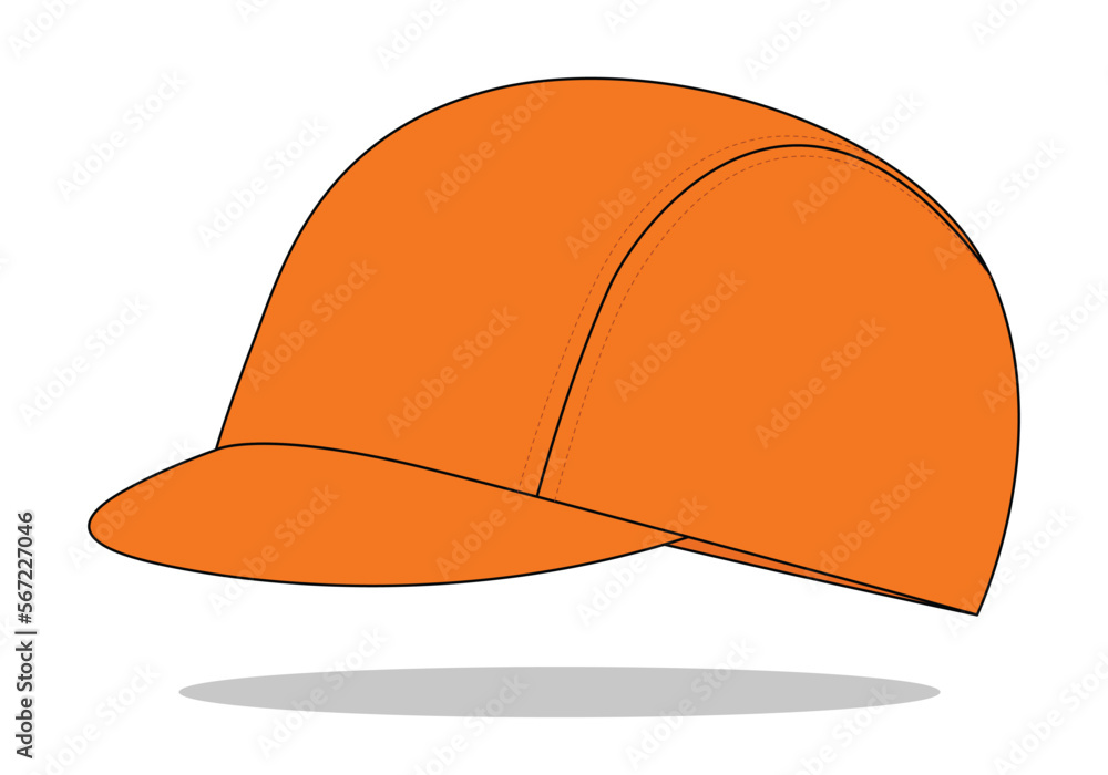 Blank Orange 3 Panel Cap Template On White Background, Vector File Blank Orange 3 Panel Cap Template On White Background, Vector File