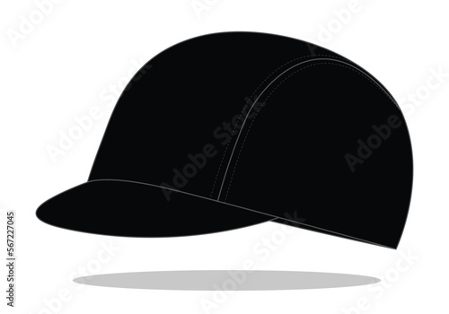 Blank Black 3 Panel Cap Template On White Background, Vector File