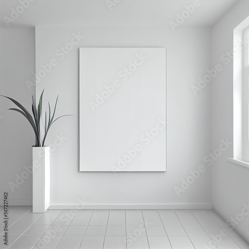 Backgrounds for product presentation, white empty mock up on the wall, Generative AI. © arneaw