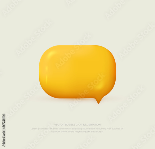 Yellow empty realistic 3D speech bubble can be used for design