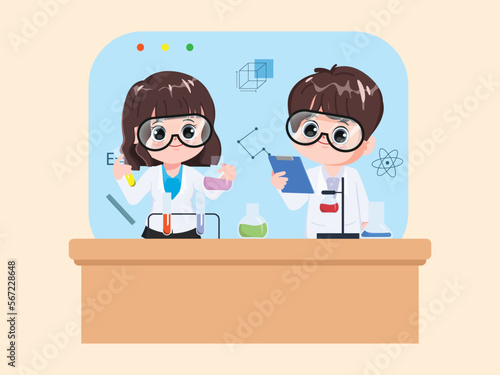 Professor doctor doing research and analysis in medical science laboratory. Vaccination concept. photo