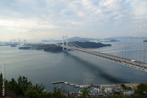 鷲羽山の展望台から見る瀬戸大橋
