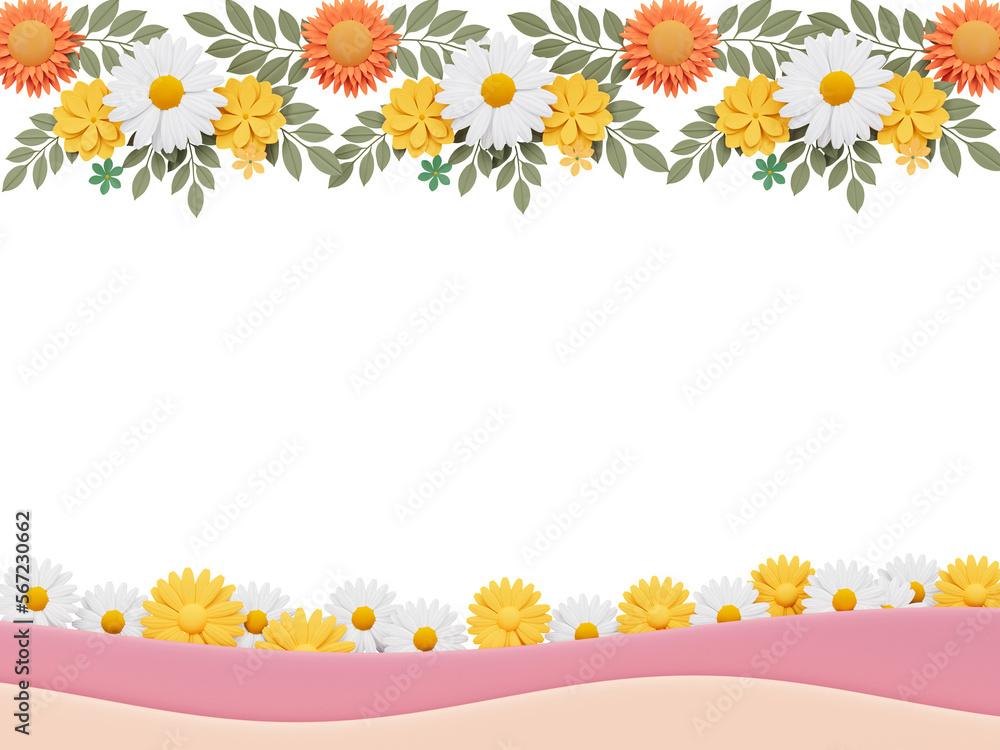 Spring floral daisy flower banner cutout