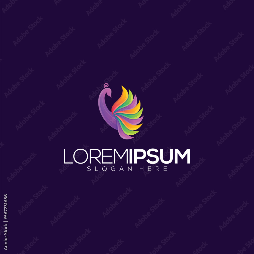 Fototapeta premium Awesome Colorful Peacock Premium Logo Vector Logo