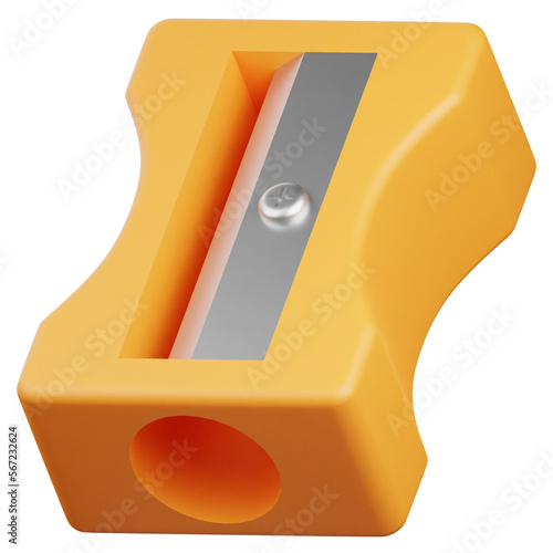 3D Render Pencil Sharpener Icon, illustration isolated on white background, suitable for website, mobile app, print, presentation, infographic, and other projects. photo