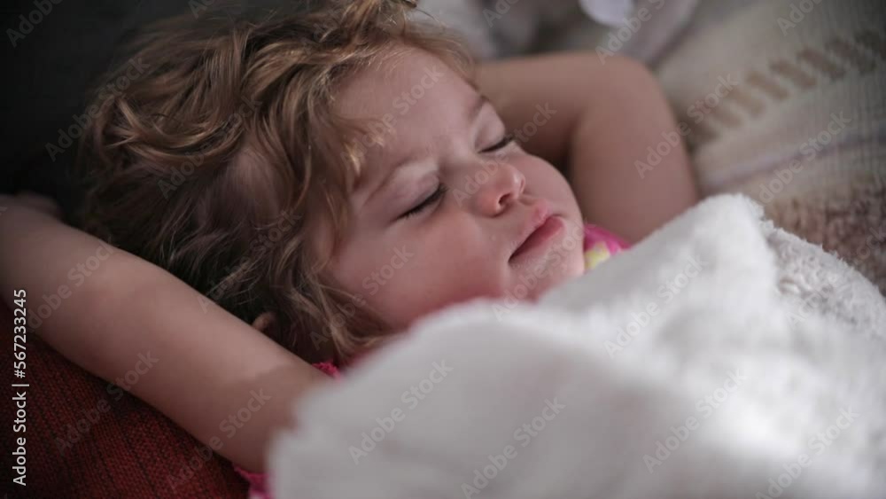 Beautiful little girl moving eyes while sleeping Beautiful little girl moving eyes while sleeping