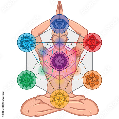 Vector design of man doing yoga