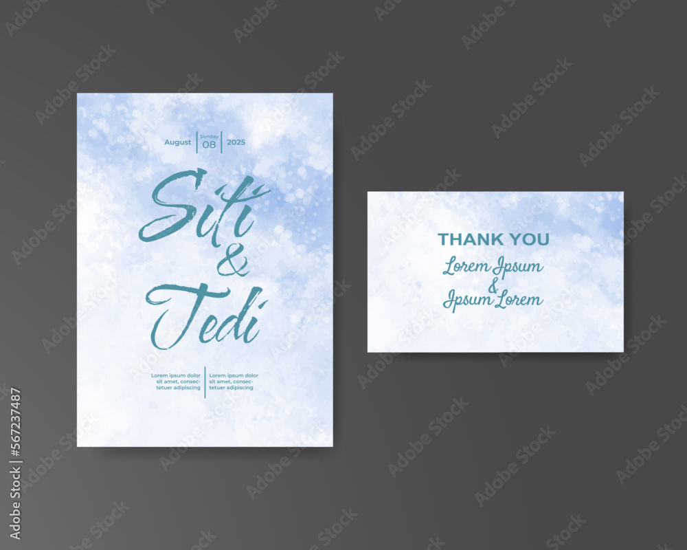 Wedding invitation with abstract watercolor background