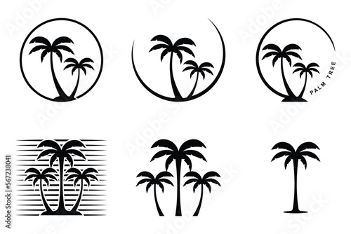 set of palm tree summer logo template vector illustration © acilliaeggi