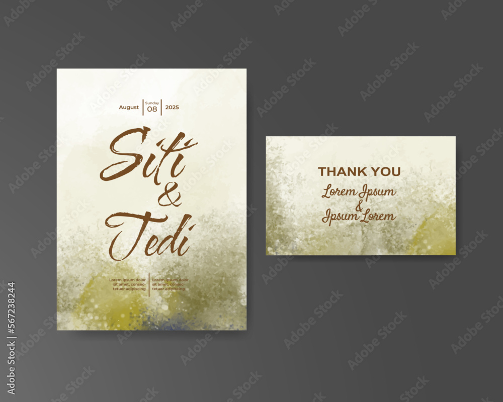 Wedding invitation with abstract watercolor background