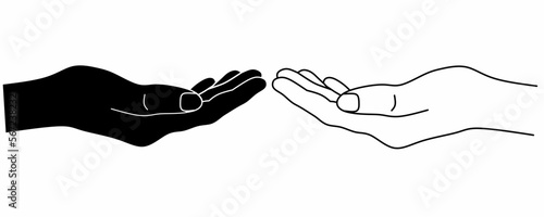 outline silhouette asking hand icon set isolated on white background