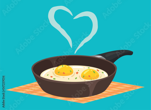 eggs frieds with heart