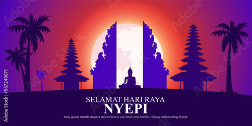 Vector illustration of Hari Raya Nyepi banner