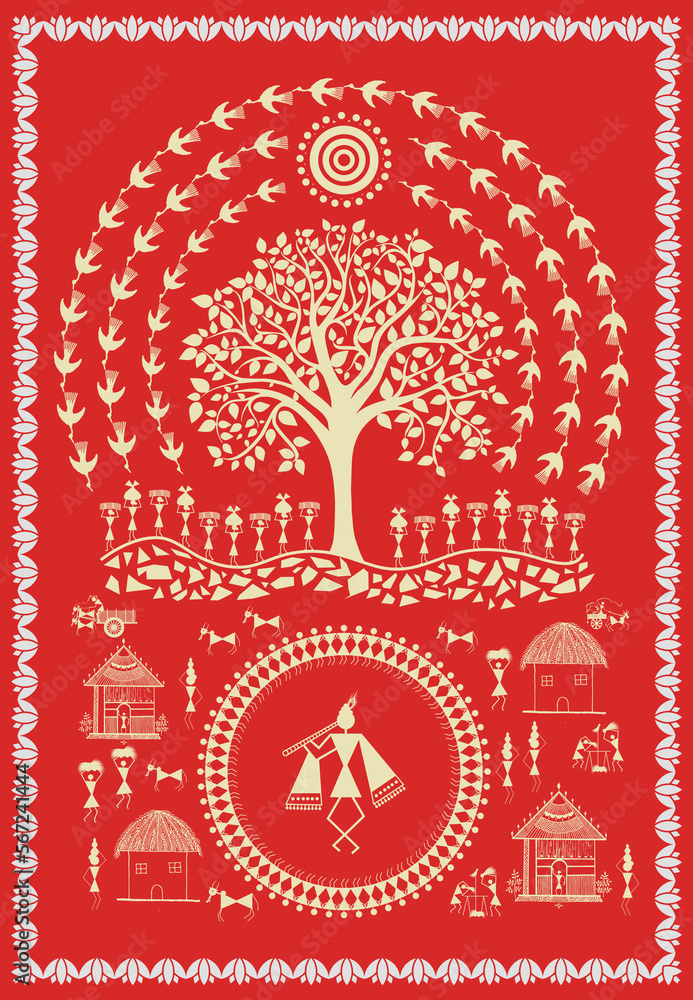 Warli Sepia Color Painting at best price in Vadodara by Harmony Arts | ID:  2567084155
