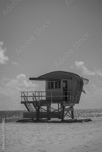lifeguard hut on the beach black and white miami  © Alberto GV PHOTOGRAP
